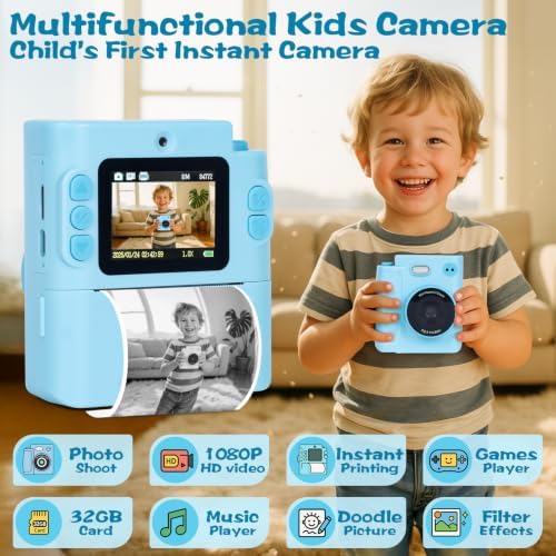 Cudinham Kids Camera Instant Print, Gifts for Age 3-12 Kids, 5 Rolls Paper - Image 2