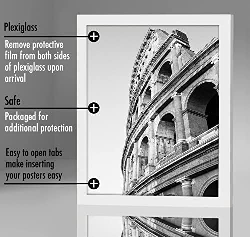 Americanflat 20x24 Poster Frame - White Engineered Wood with Polished Plexiglass - Wide Picture Frame for Vertical or Horizontal Wall Display - Epic Collection - White - Image 3