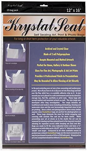 Creative Mark Krystal Seal ATC Art and Photo Bags - Archival Polyethylene Sealing Bags for Paintings, Artwork and Photo Storage - 12 x 16"- Pack of 25 by CreativeMark