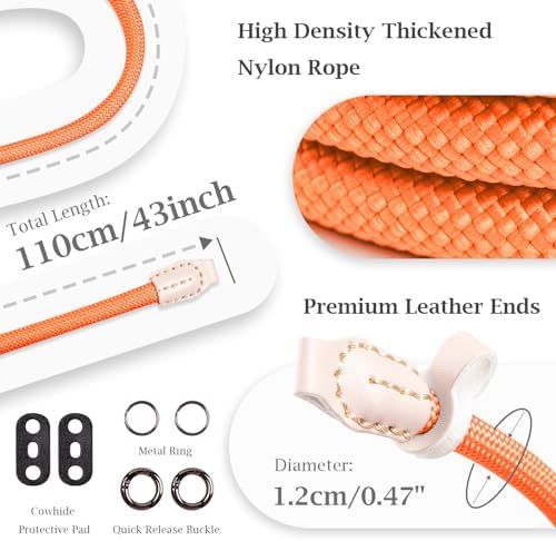 VOVMOEYA Nylon Braided Camera Rope Strap, Camera Neck Shoulder Strap with O-Ring for DSLR & Mirrorless Camera - Orange - Image 3