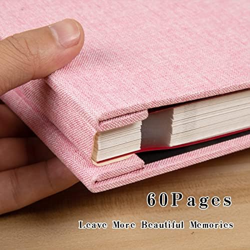 Spbapr Large Photo Album Self Adhesive Linen Cover Magnetic Scrapbook Album DIY Scrap Book 60 Black Sticky Pages for 4x6 5x7 8x10 10x12 Pictures with A Metal Pen, Pink - Image 3