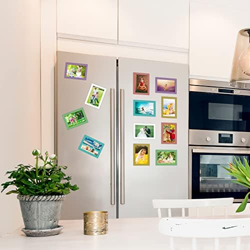 CRUGLA 12 Packs Colorful 4x6 Magnetic Picture Frames for Refrigerator Locker, Colored Peel and Stick Frame Bulk, 4 by 6 Photo Holders for Fridge Dishwasher Whiteboard, 6 Colors - Image 6