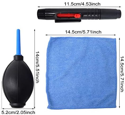 Honbay 3-in-1 Camera Cleaning Kit: Air Blower, Cloth, Pen - Black Silicone for Optics - Image 2