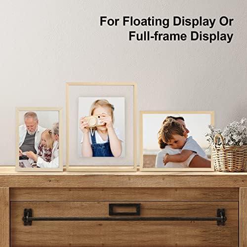 Egofine 8.5x11 Floating Frames Set of 2, Double Plexiglass Picture Frame, Made of Solid Wood Display Any Size Photo up to 8.5x11, Wall Mount or Tabletop Standing, Natural Wood - Image 5