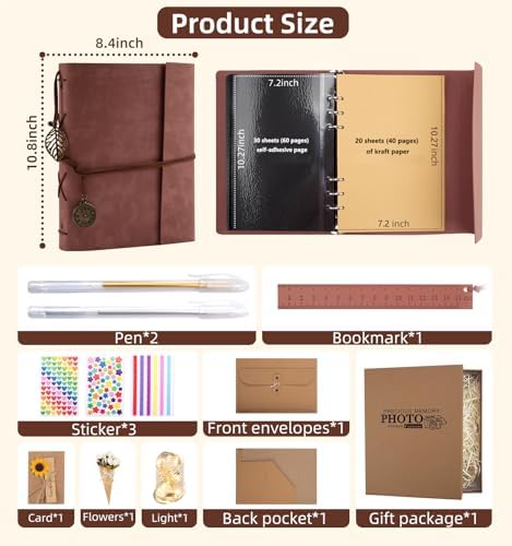Scrapbook Photo Album 100 Pages, 60 Page Self Adhesive+40 Page Kraft Paper - Image 3