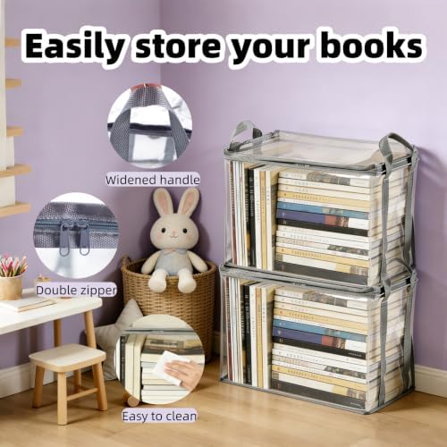 4 Pack Clear Comic Book Storage Containers, Gray - Image 6