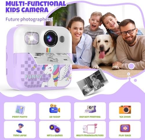 Kids Instant Print Camera, 1080P Printable Camera Toys for Girls Boys 3-10 - Image 2