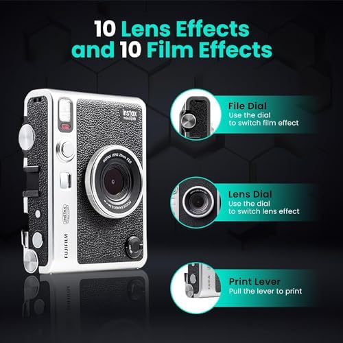 Fujifilm Instant Mini EVO Hybrid Camera Bundle with 20 Instant Film Sheets + 32GB Memory Card + Carrying Case + Flex Tripod + BluebirdSales Cleaning Cloth (Black) - Image 4