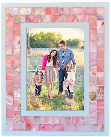 Wedding Picture Frame 5x7 Pink Mother of Pearl Glass - Image 5