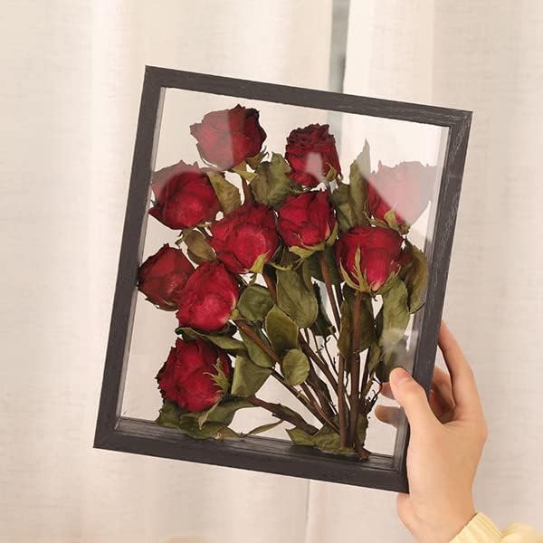 JOSON 2 packsWooden Dried Flower Photo Frame Dried Flower Display Stand Decorative Floating Photo Frame (Black 4x6) - Image 2
