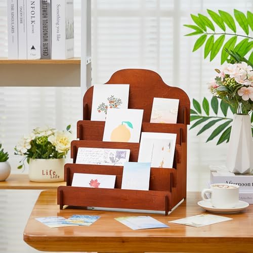 Barydat Greeting Card Display Stand Wooden, 11.8 x 10.4 x 14.2 Inch, Brown - Image 5