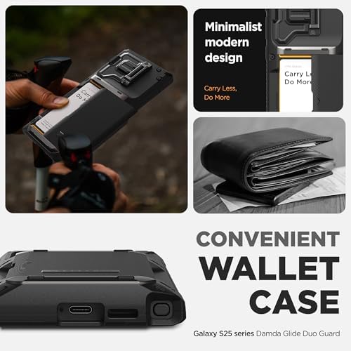 VRS DESIGN Damda Glide DuoGuard for Galaxy S25 Ultra Case (2025), Premium Sturdy Fully Covered Camera Lens Protection Cover Card Holder Wallet Case (Liberty Black) - Image 3