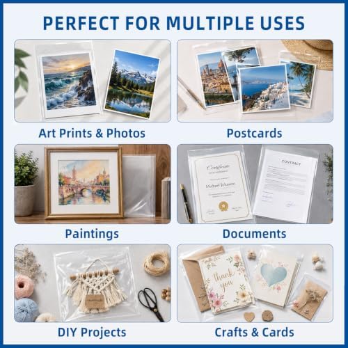 Falling in Art 100 Pack Acid Free Crystal Clear Sleeves Bags for 11x14 - Image 5
