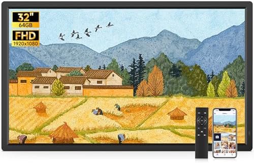 64GB 32" Large Digital Picture Frame, Uhale WiFi Electronic Photo Frames with 1920 x 1080 FHD IPS Screen, Support Auto-Rotate Wall Mounted SD&USB Card, Share Photos/Videos from Phone Instantly by FANGOR