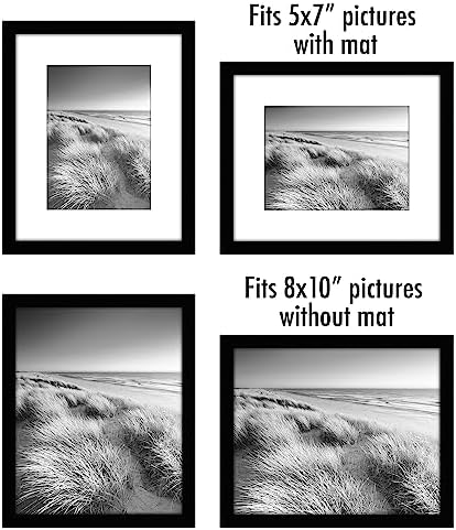 Americanflat 8x10 Picture Frame 5-Pack - Matted to 5x7 - Black - Image 4
