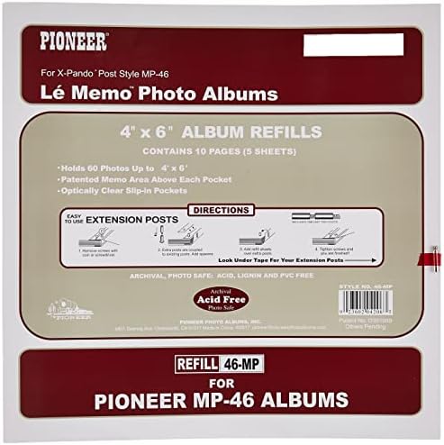Pioneer Memo Pocket Album Refill 4-Inch by 6-Inch for mp-46 albums, White by PioneerPhotoAlbums