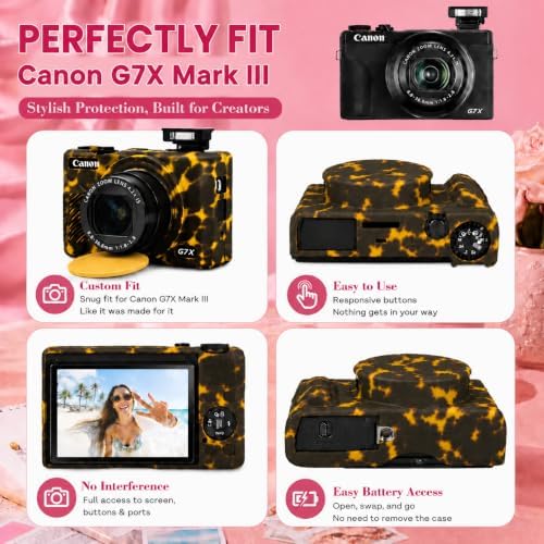 Camera Case for Canon G7X Mark III, Silicone Cover with Lens Cap - Image 5