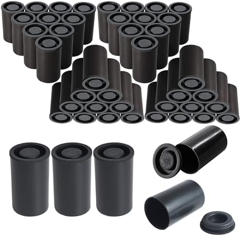 72 pieces Film Canisters ,35MM Empty Camera Reel Containers, for Rockets, 8 OZ, 2" H, 1" W, Plastic, Films Developing Processing Tube, Roll Case, Small Accessories, Storage (Black) by Criativo+live