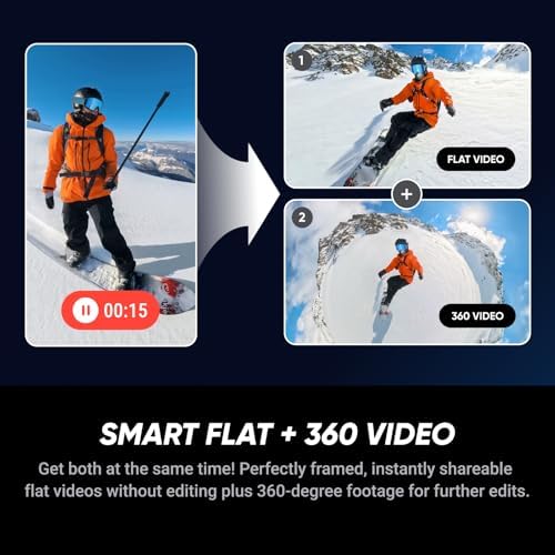 Insta360 X5 Snowboard Bundle - Waterproof 8K 360° Action Camera, Invisible Selfie Stick Effect, Leading Low Light, Rugged & Replaceable Lens, 3-Hour Battery, Clear Audio, Stabilization - Image 6
