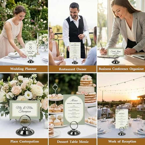 Urban Deco 16 PK Table Card Holder Place Card Holders Steel Card Holders for Photos, Food Signs, Memo Notes, Weddings, Restaurants, Birthday (Black) - Image 6