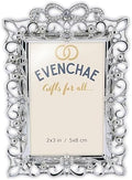 2x3 Mini Picture Frame: Silver Scrollwork + Clear Rhinestones by Evenchae