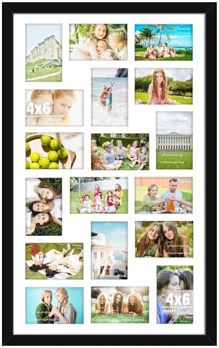 DUENPY 18x30 Collage Frame For 18 4x6 Photos Black by DUENPY