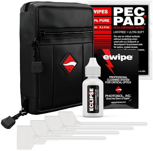 Photographic Solutions Digital Survival Kit - Type-4 (33mm) Sensor Swabs, PEC-PAD Photo Wipes, E-Wipe Packet, Eclipse Optic Cleaning Fluid - Camera Cleaning Kit with Travel Bag by PhotographicSolutions