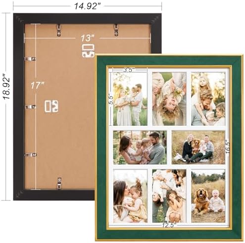 Suede 13x17 Picture Frame Display 8 Opening 4x6 Picture Frames Collage Wall Decor with Mat,Multi Photo Frame for Plexiglass,Wall Decor,1Pack,Green - Image 4