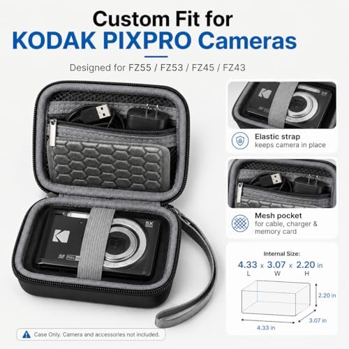 Comecase Digital Camera Case for KODAK PIXPRO FZ55 FZ45 FZ53 FZ43,Dark Grey - Image 6