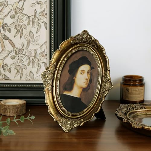 Cuspin 4x6 Vintage Picture Frame Gold Oval Ornate Resin Photo Frame - Image 4