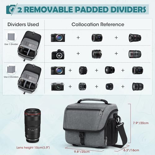 RAINSMORE Camera Bag, DSLR SLR Mirrorless Camera Case for Photographer - Image 3