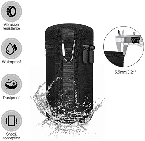 ARVOK Lens Pouch Set, Water Resistant Protective Lens Cases for DSLR Camera Lens, 4 Size Thick Camera Lens Bag for Nikon, Tamron, Sigma, Pentax, Sony, Olympus, Panasonic - Image 2