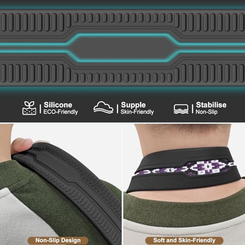 FIEIL Neck Strap Silicone Camera Straps - Padded Camera Strap, 1.5" Wide Adjustable Neck Strap - Compatible with Canon, Nikon, Sony, and More DSLR and Mirrorless Cameras (Purple and Black) - Image 6