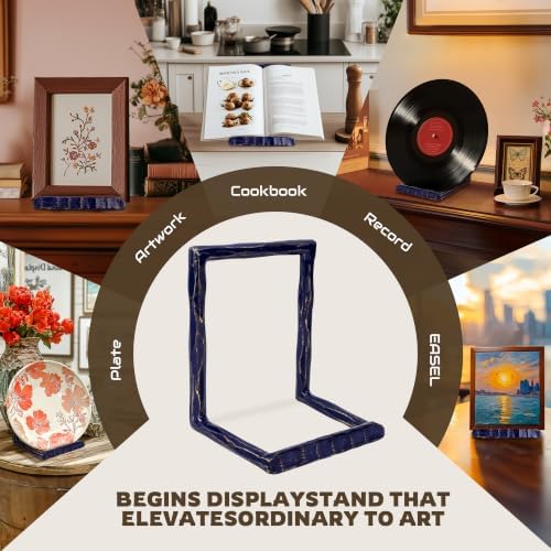 BEGINS Plate Stands for Display Hand-Forged, Solid Vintage 8-Inch Plate Display Stand, Decorative Metal Plate Holder for Book, Platter, Plaque, Photo Frame, Tabletop Art (Blue) - Image 4