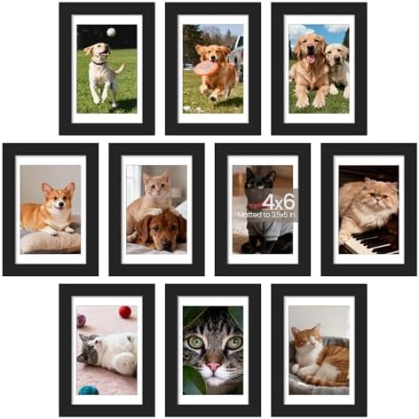 upsimples 4x6 Picture Frame, Photo Collage Wall Decor Set of 10, Black by upsimples