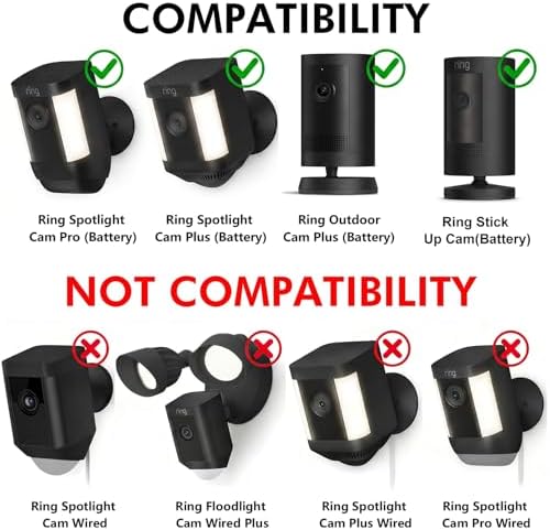 Adjustable Wall Mount Compatible with Ring Spotlight Cam Pro/Plus (Battery), Ring Stick Up Cam (Battery), Outdoor Security Camera Mount with Strap for Wall, Pole or Tree Installation, Black - Image 2