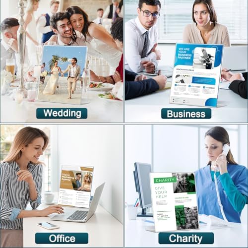 12 Pack Acrylic Sign Holder 8.5x11 Inches, Clear Plastic Table Paper Display Stand, L-Shape Vertical Menu Holder Stand, Clear Picture Photo Flyer Display Stand for Restaurants, Store, Office Desktop - Image 7