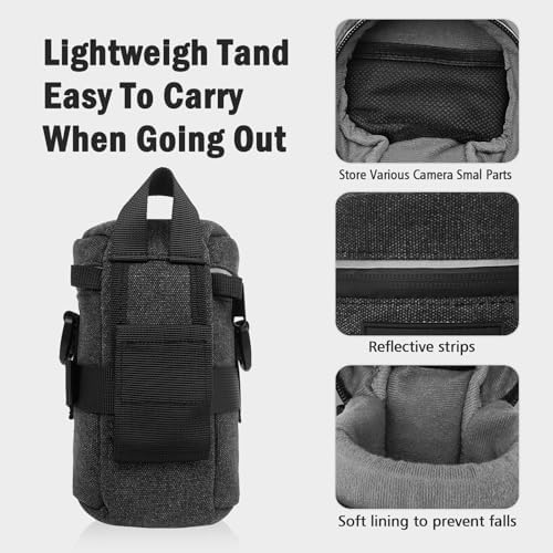 Camera Lens Case Lens Bag Compatible (4.13" x 7.28"(Canvas, Black)) - Image 6