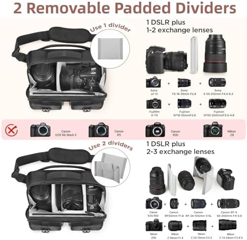 TAAOKA Camera Sling Bag,DSLR Camera Bag with Tripod Holder,Waterproof Camera Shoulder Crossbody Bag for Photographers (Black) - Image 2