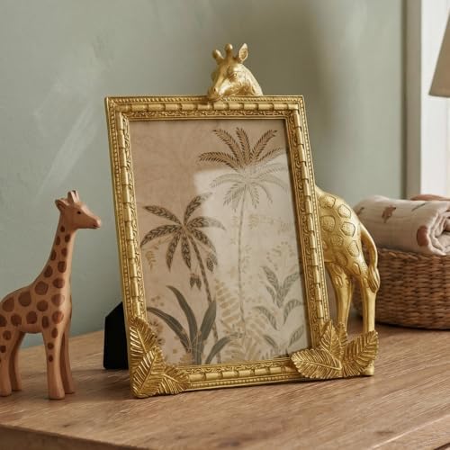 Cuspin 6x8 Picture Frame Gold Vintage Giraffe Ornate Resin Frame - Image 7