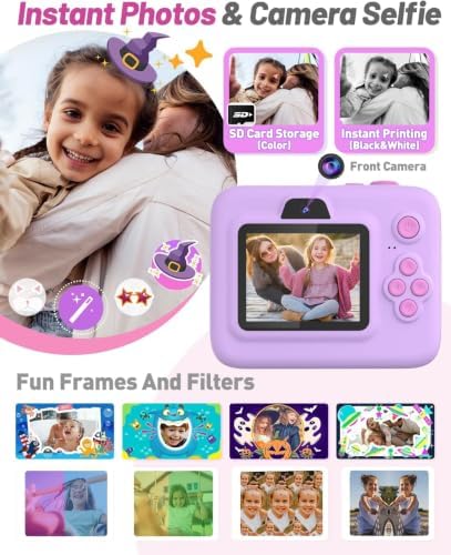 Yehtta Kids Instant Print Camera,Dual-Lens Selfie Camera for Kids, Purple - Image 4