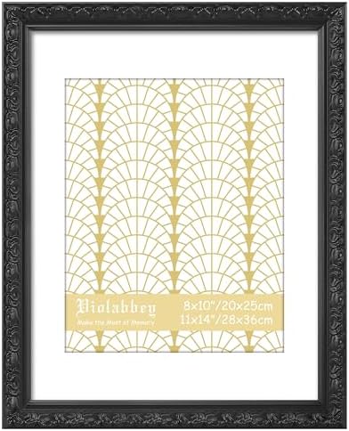 VIOLABBEY 11x14 Picture Frame Black, Ornate Vintage Photo Frame by violabbey