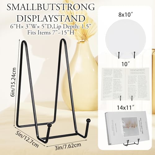 12 Pack 6 Inch Metal Plate Display Stands, Black Multi-Purpose Easel Stands for Photos/Books/Plaques/Artwork, Tabletop Holder - Image 2