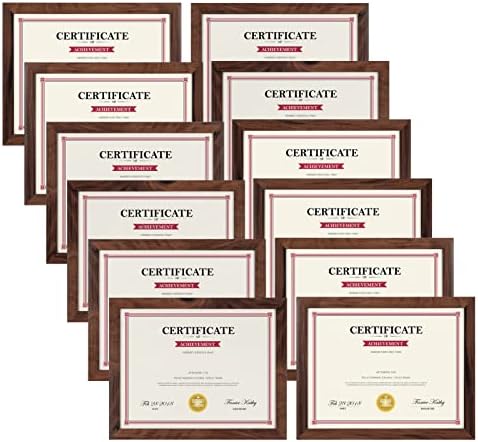 Giftgarden 8.5x11 Picture Frame Brown Set of 12, Multi Rustic Walnut Wood-Color 8.5 x 11 Frames Bulk for Award Certificate Document Diploma, Wall or Tabletop Display by Giftgarden