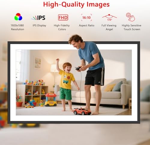 15.6" Frameo Digital Picture Frame WiFi, 1920x1080 IPS FHD Touch Screen Large Electronic Photo Frames, Send Photos from Your Phone from Anywhere, Best Gifts for Parents and Grandparents - Image 3