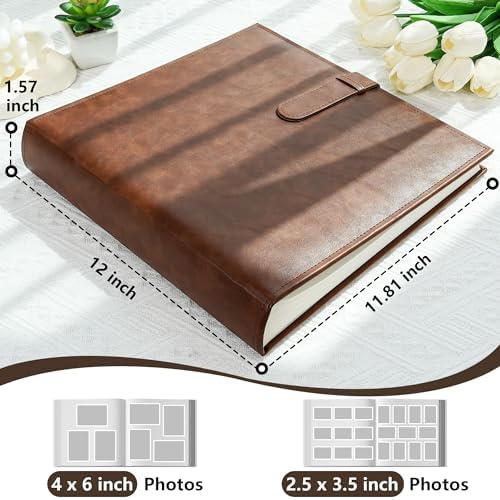 Vienrose Scrapbook Photo Album, 12x12 Inches, 60 Pages, Dark Brown - Image 2