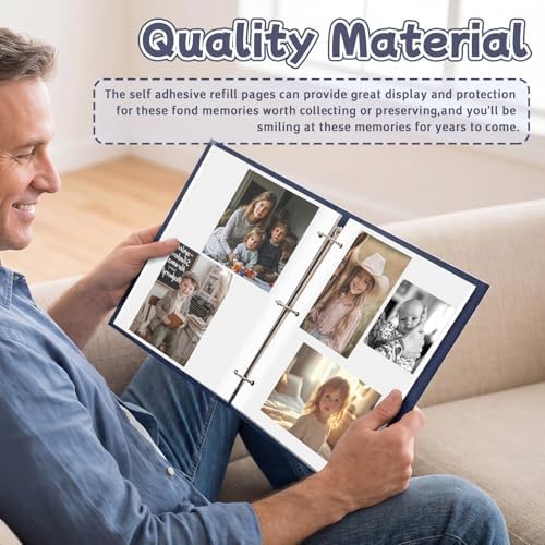 VOKOY 15 Sheets/30 Pages Photo Album Pages for 3 Ring Binder, Self Adhesive Scrapbooking Album Refill Pages Replacement Photo Album Sheets for 2x3 4x6 5x7 8x10 Photo or Cards, 11 x 9 Inch - Image 7