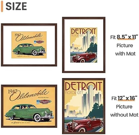 upsimples 12x16 Picture Frame, Gallery Wall Frames Set of 5, Brown - Image 5