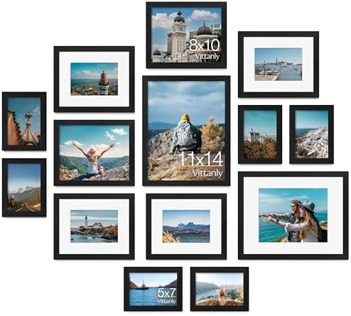 Vittanly 14 Pack Picture Frames Collage Wall Decor, Black by Vittanly