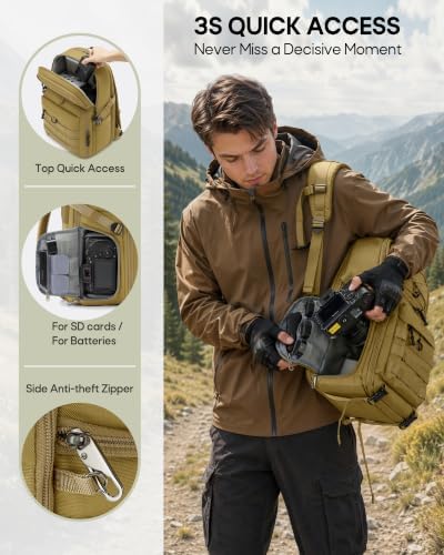 RAINSMORE Camera Backpack, DSLR/SLR/Mirrorless Tactical Camera Bag Cases - Image 4